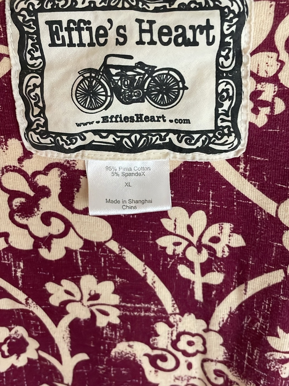 Effie's Heart Burgundy and Cream Floral wrap Dress. 2 Prints - Picture 4 of 8